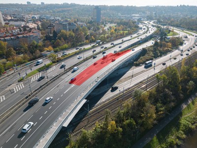 Na Barrandovském mostě vznikne rozštěp u sjezdu do Modřan 